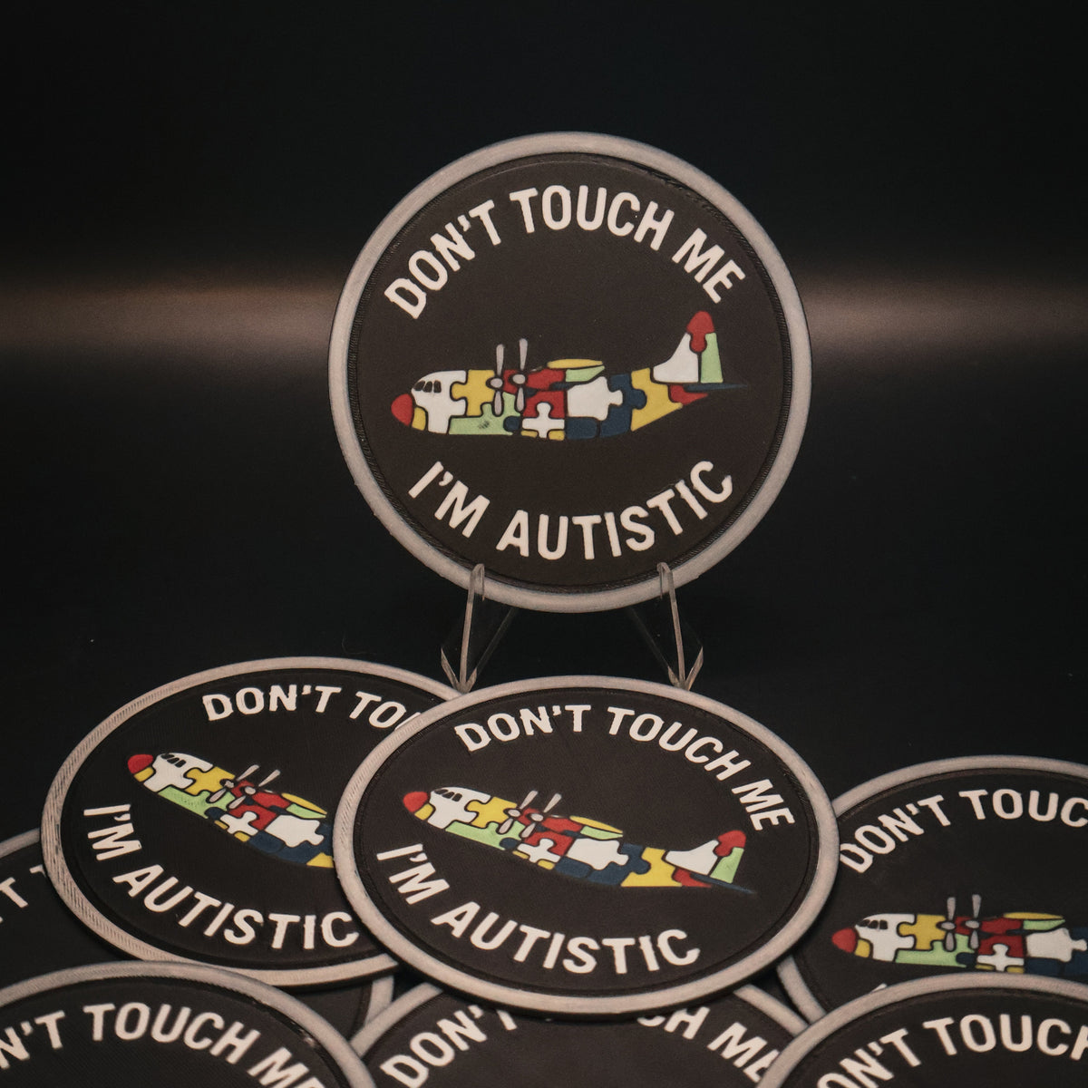 Don't Touch Me I'm Autistic 3D Printed Patch C-130 Puzzle pieces Autism awareness